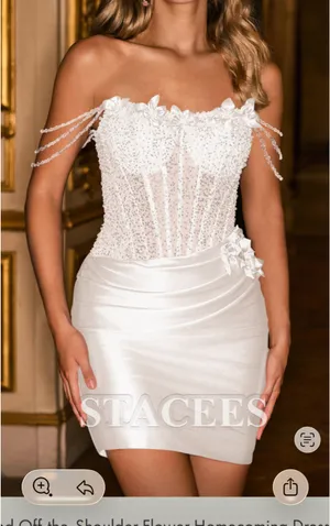 Stacees white mini dress Size 4 thumbnail 1