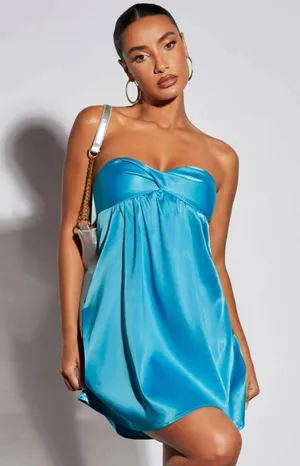 SheIn Blue Satin Mini Dress thumbnail 1