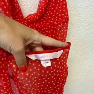 Victoria Secret y2k red polka dot mesh halter top floral pin up thumbnail 5