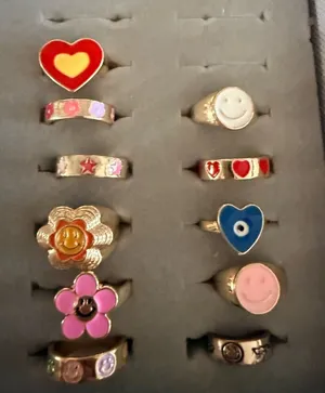 Gold Plated Fashion Rings With Various Enamel Designs thumbnail 1