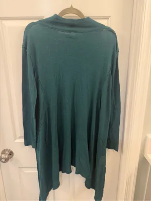 We The Free free people Teal Asymmetrical Long-Sleeve Tunic green flowy size S thumbnail 4