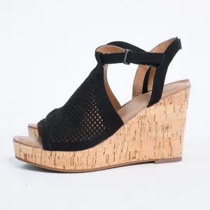 Franco Sarto Black Mesh Wedge Sandals Size 7.5 thumbnail 8