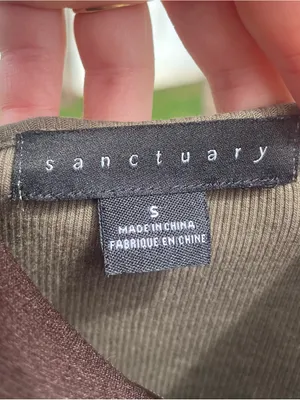 Sanctuary Olive Square Neck Ribbed Knit 3/4 Puff Sleeve Top Size S Fairy Boho thumbnail 2