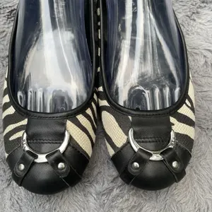 Zebra Ballet Flats Lauren Ralph Lauren Abigail II Black White Buckle Size 8B thumbnail 10
