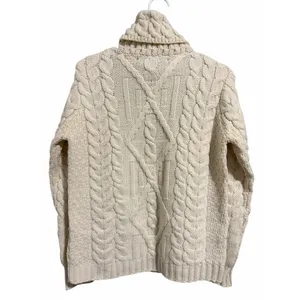 Inis Crafts Fisherman Cable Knit Turtleneck Sweater‎ Ivory Women's Size Small thumbnail 2