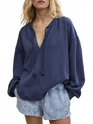 AE Aerie Easy Street Sweatshirt American Eagle NWT Fresh Bright Blue XS thumbnail 3