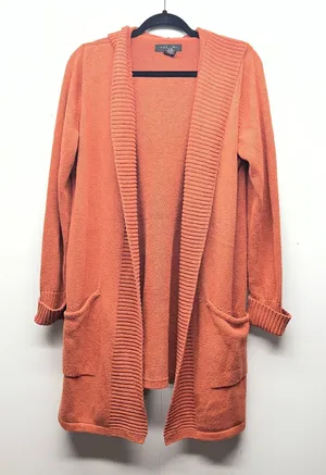 Tahari Open Front Hooded Duster Knit Cardigan Womens 1X Work Travel Outdoor thumbnail 1