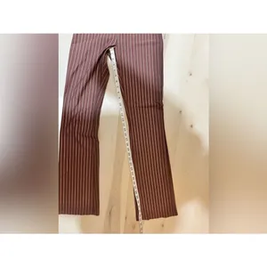 Naked Wardrobe New Women Small Brown White Pinstripe High Waist Bootcut Pants thumbnail 6