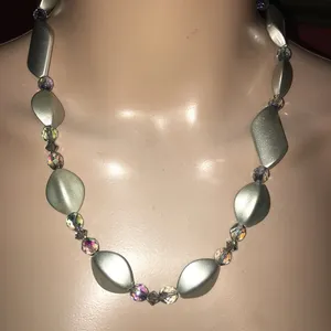 Pretty silver beaded necklace thumbnail 1