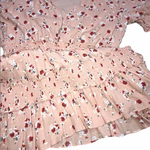 Karlie large peach floral smocked tiered dress thumbnail 3