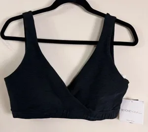 Beyond Yoga Spacedye Crossed Over Bra Darkest Night Black Womens Large NEW thumbnail 1