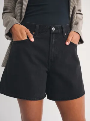 ABERCROMBIE & FITCH NWT Curve Love Mid Rise Loose Short in‎ Black thumbnail 3