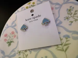NWT Kate Spade Silver & Sky Blue Spade Stud Earrings thumbnail 4
