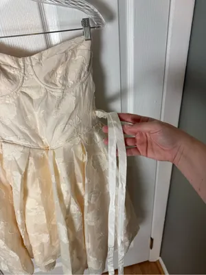 House of CB Saige Vintage Cream Floral Strapless Mini Dress L thumbnail 4