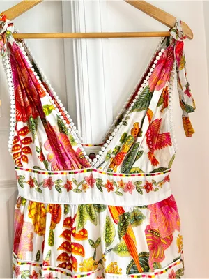 Farm Rio Macaw Bloom Off-White Mini Dress thumbnail 6