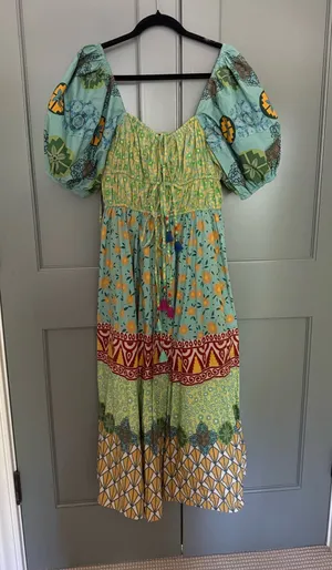 Long floral dress Green thumbnail 1