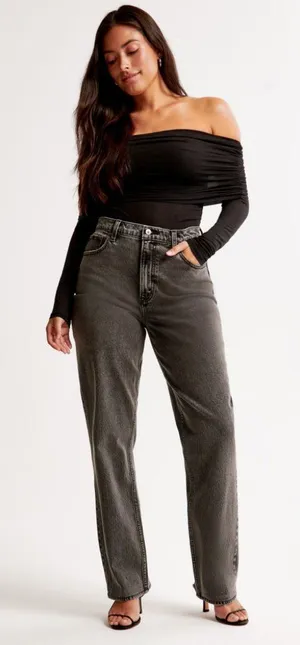 Abercrombie‎ and Fitch The 90s Straight Ultra High Rise Curve Love Size 25 / 0 thumbnail 1