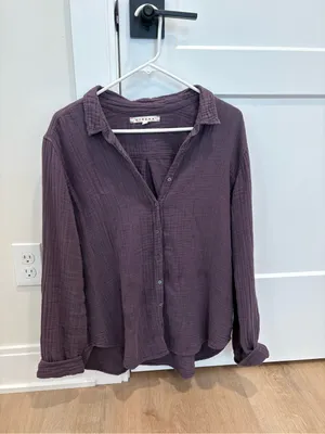 XiRENA Deep Purple Button-Down Textured Shirt Size Large thumbnail 2