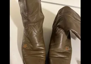 Vintage Leather Wrangler Cowboy Boots with Floral Embroidery size 8 thumbnail 1
