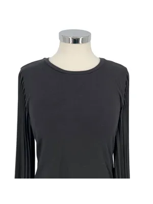 T Tahari Pleated Puff Sleeve Blouse Black Size Small Elegant Minimalism thumbnail 5