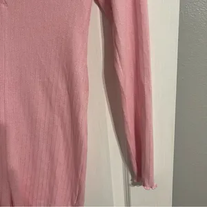 American Eagle Outfitters Pink Long Sleeve Henley Top thumbnail 4