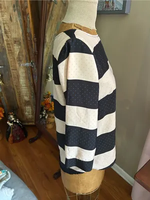 The Limited Striped Black and Pink 3/4 Sleeve Women's Blouse - Size Medium Vtg thumbnail 2