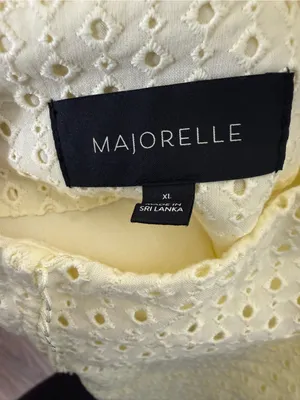 Majorelle Spencer Dress Mini in Lemon Cream Butter Yellow Eyelet Cut Out XL thumbnail 6