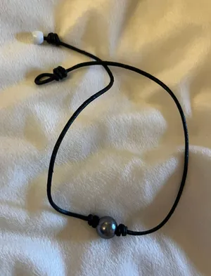 Silver Beaded Choker Necklace Gray thumbnail 1