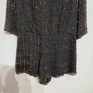 Raga Black Beaded Midnight Kiss Open Back Romper Sz M thumbnail 4
