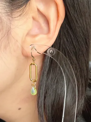 Handmade gold tone stainless steel & teardrop beads chic fairy boho vintage style dangle earrings💚 thumbnail 5