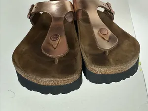 Birkenstock Papillio Gizeh Platform Rose Gold Leather Sandals Women’s 39 8-8.5 thumbnail 6