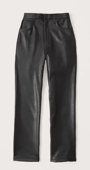 Abercrombie‎ & Fitch Curve Love Vegan Leather 90's Straight Pant Size 37 thumbnail 1