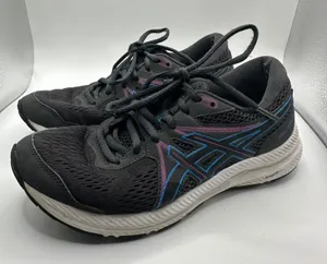 ASICS Gel Contend 7 Running Shoes Women's Size 8 Black‎ Pink Blue Athletic thumbnail 1