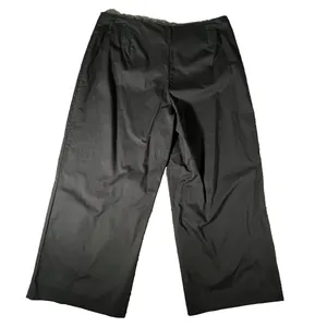 Zara Wide Leg Pants Womens Size M Black Cropped Cotton Blend‎ Trousers Mid Rise thumbnail 2