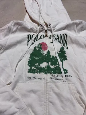 Polo Jeans vintage Ralph Lauren White Zip Hoodie tree graphic XL thumbnail 2