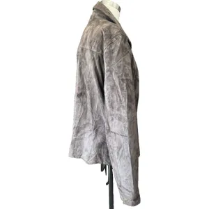 Chico’s Genuine Brown Suede Leather Zip Jacket 90s Y2K Minimalist⁠ size large thumbnail 3