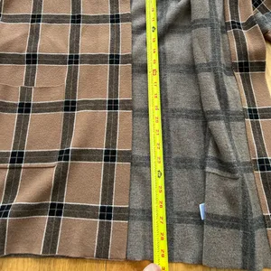 Tahari Plaid Hooded Belted Cardigan Coat Coatigan Tan‎ Black Medium M Jacket thumbnail 9