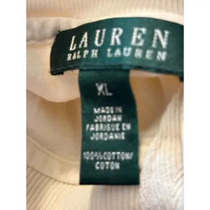 Lauren Ralph Lauren‎ Cream Button Shoulder Mock Neck Long Sleeve Top XL Cotton thumbnail 4