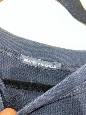 Brandy Melville Newport Waffle Thermal Navy Blue Crop Top thumbnail 2