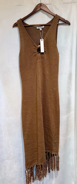 Steve Madden Brown Fringe Knit Dress Size S thumbnail 1