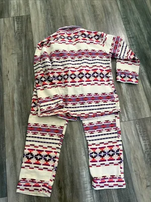 BedHead Aztec Print Flannel Pajama Set Small White thumbnail 6