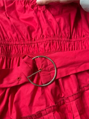 Nordstrom Hot Pink Tiered Pleated Mini Dress with Belt thumbnail 5