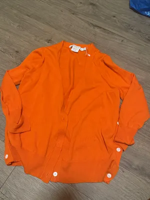 Gretchen Scott Designs Vibrant Orange Button Cardigan Size L thumbnail 2