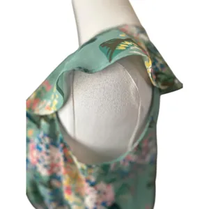 Lauren Conrad Dress Boho Fairy Green Floral Ruffle Layered Cinched Waist SZ SM thumbnail 7