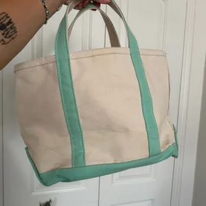 Vintage LL Bean canvas tote teal embroidered chaotic thumbnail 8