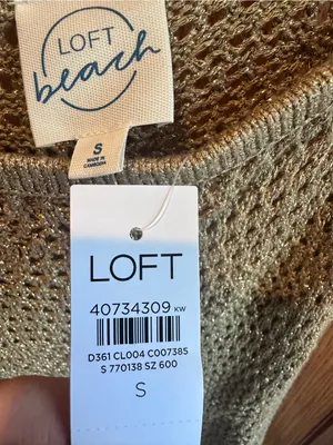 LOFT Beach Swimsuit Coverup Pointelle Sweater Maxi Gold New thumbnail 3