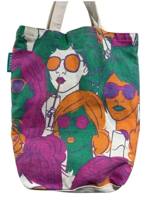 Teavana colorful Graphic Tote Bag canvas book bag reusable durable thumbnail 1