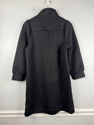 Mary Square Black Jacquard Textured Quarter Zipper Shift Mini Dress size small thumbnail 6