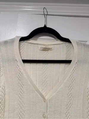 NWT Aeropostale Size XS Ivory Pointelle Knit Cropped Stretch Lace Cardigan Y2K thumbnail 4