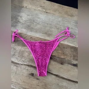 🪩NWT SOLD OUT SKIMS Bikini Bar Tie Bikini Bottom~Medium~Flamingo 🦩 thumbnail 9